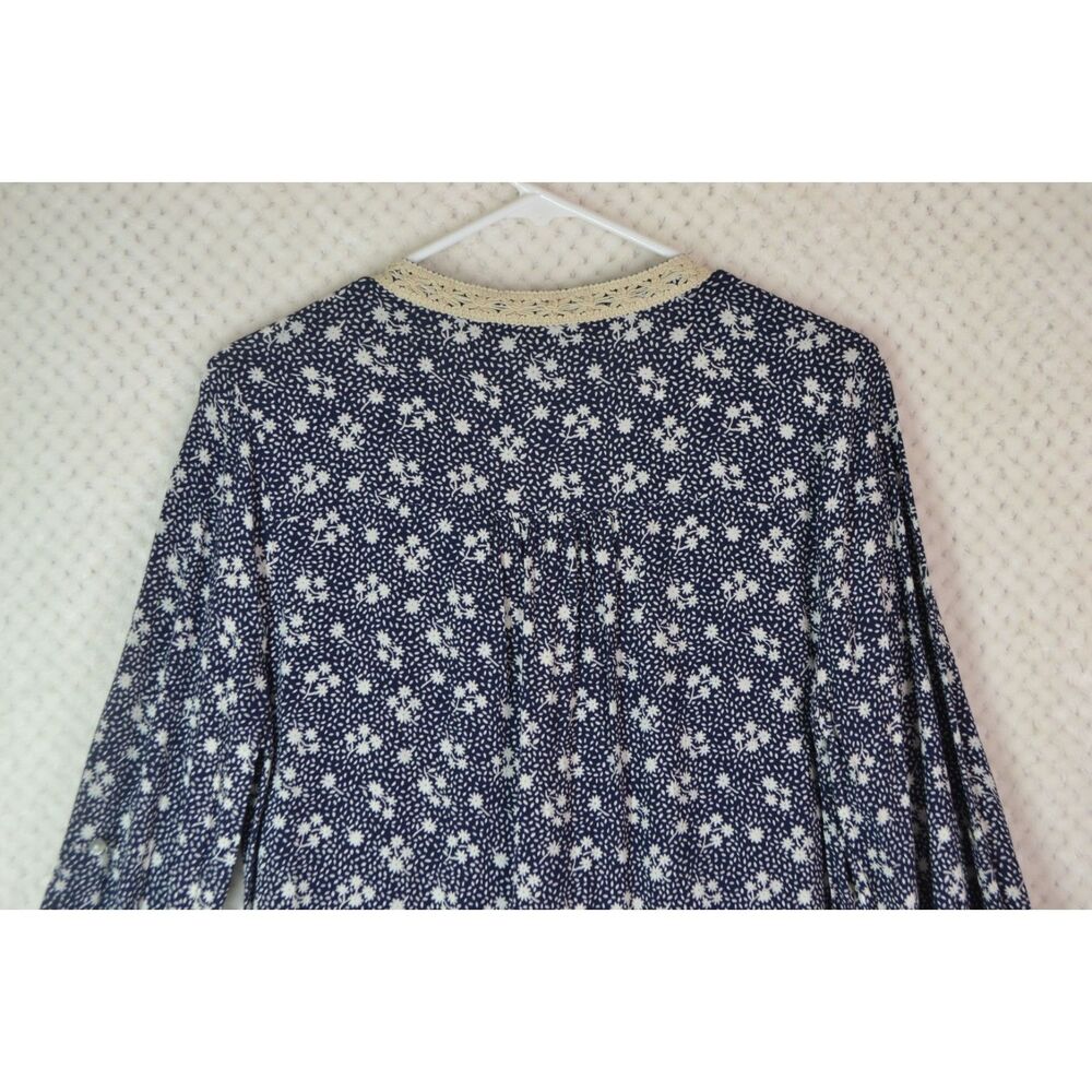 Ellison Women's Large Blue Floral 3/4 Sleeve One Piece Romper - Picture 9 of 13